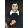 Image 3 : 19thC Folk Art Oil on Canvas of Boy and Dog