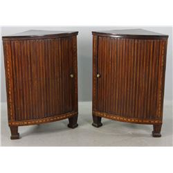 Pair of Dutch Inlaid Mahogany Corner Cabinets