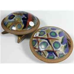 Pair of Glazed Studio Art Pottery Pieces