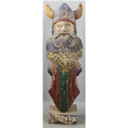 Old Wood Carving of a Viking