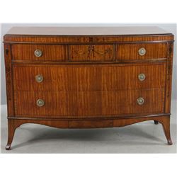 Edwardian Marquetry Inlaid Bow Front Chest