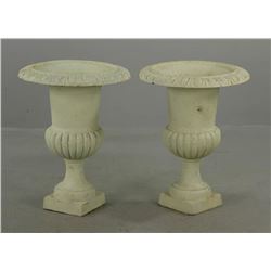 Pair of Classical Cast Iron Urns Cream Color