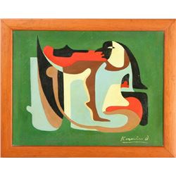 Attr to Dezso Korniss Abstract Oil on Board