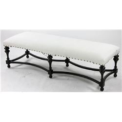 William and Mary Style Upholstered Bench