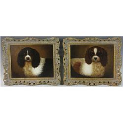 Pair of Dog Portraits Oil on Canvas