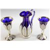 Image 1 : Bohemian Overlay Glass Pitcher and Goblets