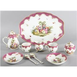 Meissen Ten Piece Hand Decorated Tea Set