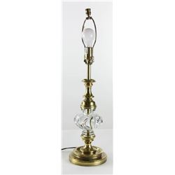 Stiffel Brass and Crystal Lamp Signed Baccarat