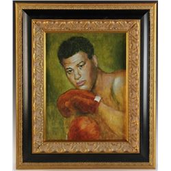 Edward Brezinski Oil on Board of Joe Lewis