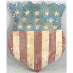 Wood Carved Painted Thirteen Star US Flag