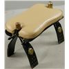 Image 2 : Leather Camelback Stool on Black Wooden Base