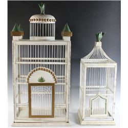 Two Old Painted Bird Cages