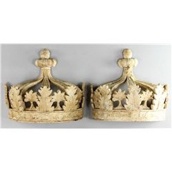 Pair Antique Polychrome Wooden Brackets