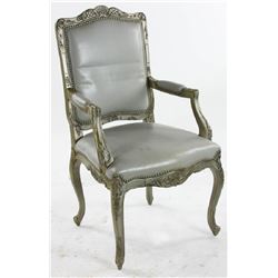 Silver Armchair with Grey Upholstery