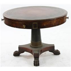 Mahogany Leather Top Drum Table
