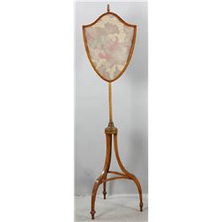 English Adams Satinwood Inlaid Pole Screen