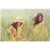 Image 2 : Sheila Dowdell Oil on Canvas Girls in Field