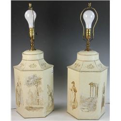 Pair of Chinese Tea Tin Lamps