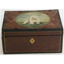 Early Dovetailed Box with Painted Scottie