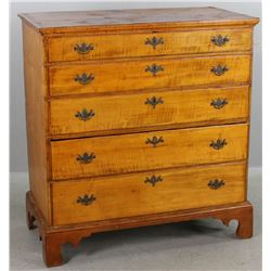 18thC Tiger Maple Chippendale Chest