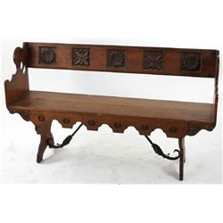 Carved Spanish Colonial Style Bench