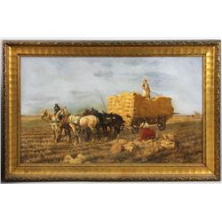 John Milne Donald Oil on Canvas of Farmers