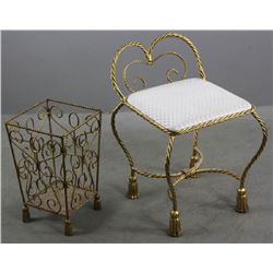 Hollywood Regency Gilt Iron Chair