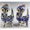 Image 1 : Pair of Italian Blue and White Pottery Cats