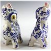 Image 2 : Pair of Italian Blue and White Pottery Cats