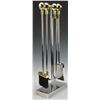 Image 2 : Modern Steel and Brass Fireplace Tool Set
