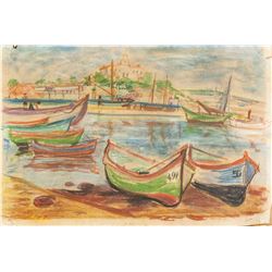 JEAN DUFY French 1888-1964 Pastel Harbour Scene