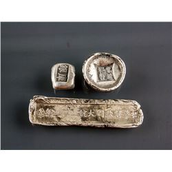 3 Assorted Chinese Silver Ingots