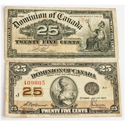 1900 and 1923 Dominion of Canada 25 Cent Banknote