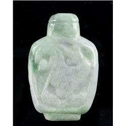 A Fine Green & White Jadeite Snuff Bottle