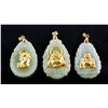 Image 1 : 3 Assorted Chinese Hetian White Jade Gilt Pendants