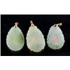 Image 2 : 3 Assorted Chinese Hetian White Jade Gilt Pendants