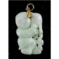 A Very Fine White & Green Jadeite Pendant