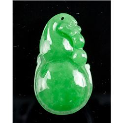 Burma Green Jadeite Carved Dragon Pendant
