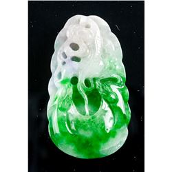 Burma Green Jadeite Carved Lingzhi Pendant