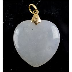 Fine 14K Clasp Lavender Jadeite Heart Pendant