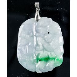 Very Fine Apple Green Jadeite Carved Pendant
