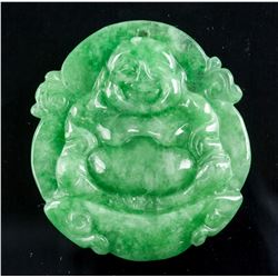 Very Fine Apple Green Jadeite Pendant Buddha