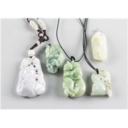 Five Assorted Burma Jadeite Carved Pendants