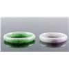 Image 2 : 2 Burma Green and Lavender Jadeite Carved Bangles