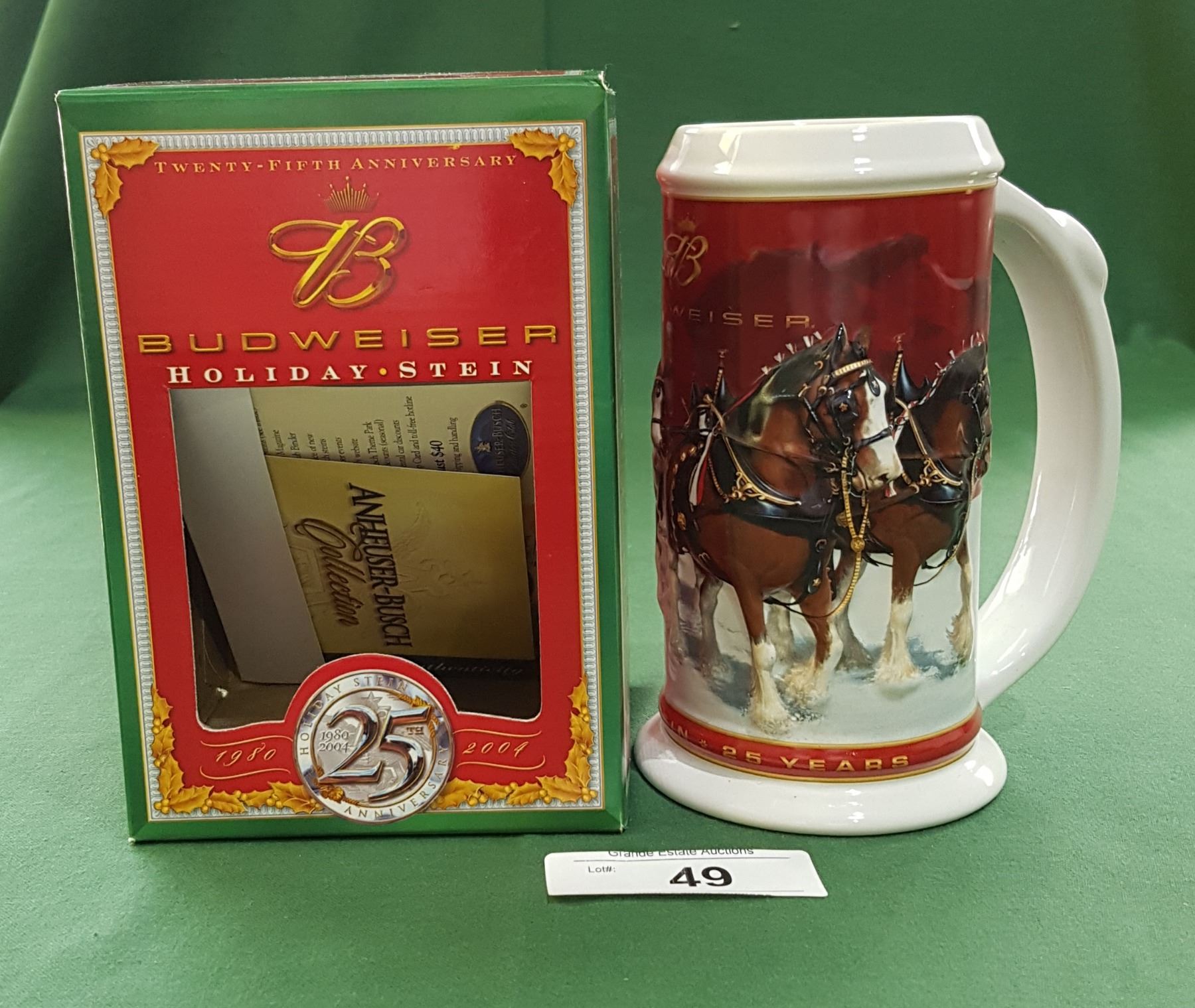 BUDWEISER 25TH ANNIVERSARY CLYDESDALE BEER STEIN