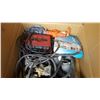Image 2 : BOX OF ELECTRICAL CORDS TROUBLE LIGHT AND BOX OF DECORATIONS