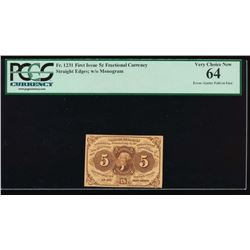 5 Cent First Issue Fractional Note PCGS 64 No Serial Number