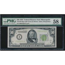 1934 $50 Minneapolis Federal Reserve Note PMG 58