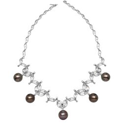 14KT White Gold 68.03ctw Tahitian Pearl and Diamond Necklace