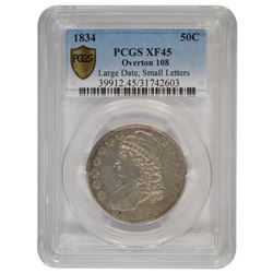 1834 Capped Bust Half Dollar Coin PCGS XF45